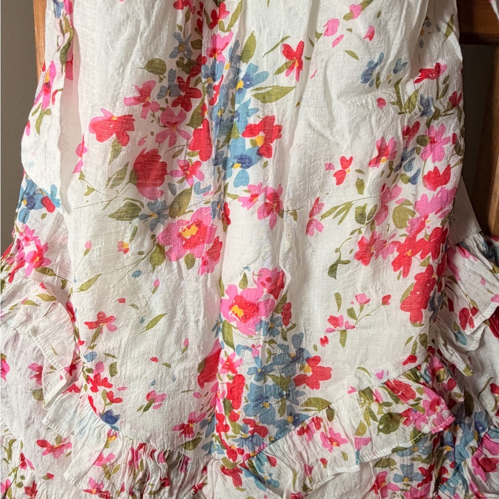 Isobella and Chloe Girls White Floral Ruffle Sundress - Pink Flower Print - Picture 3 of 4